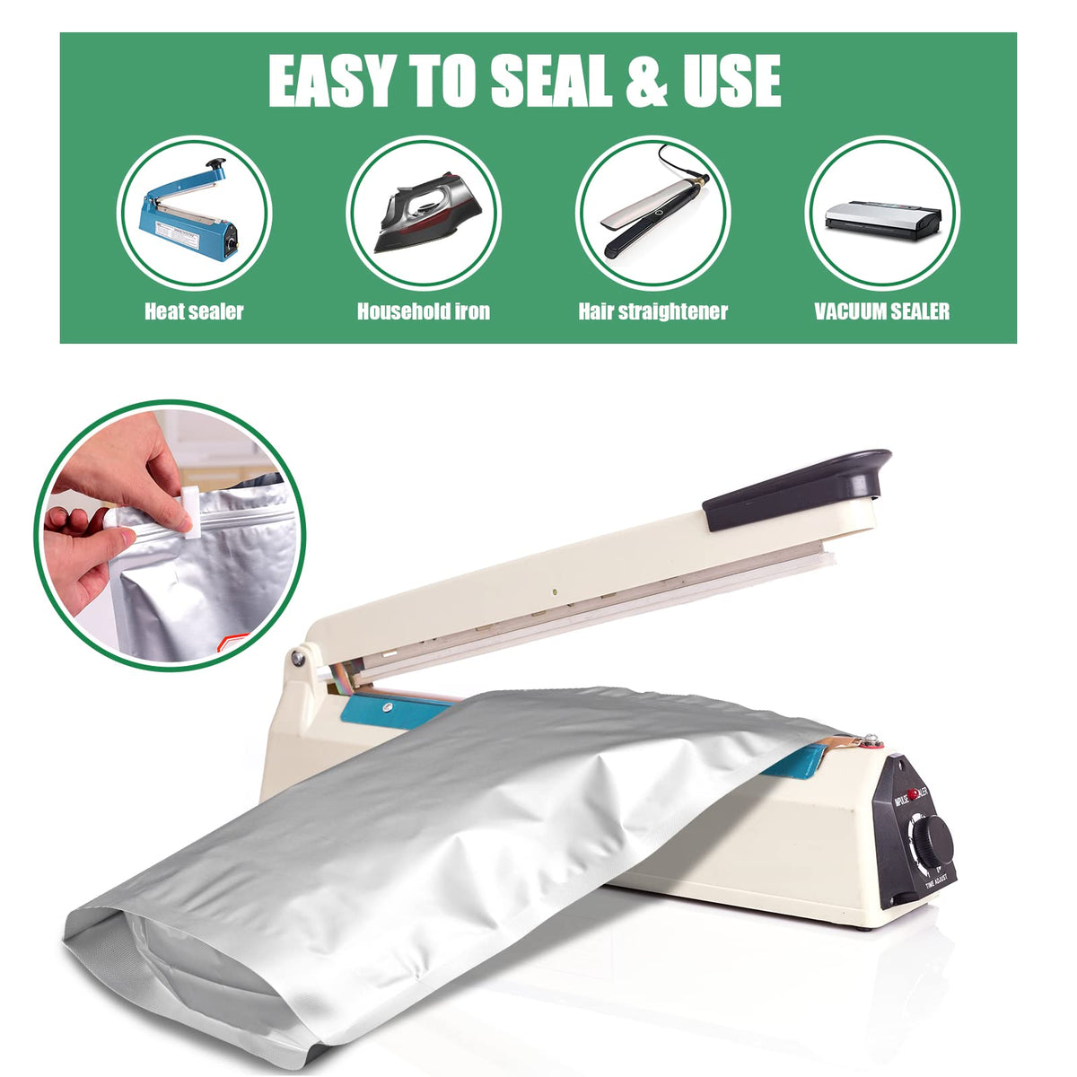 Wolobag 300cc oxygen absorbers maintain freshness in sealed pouches.