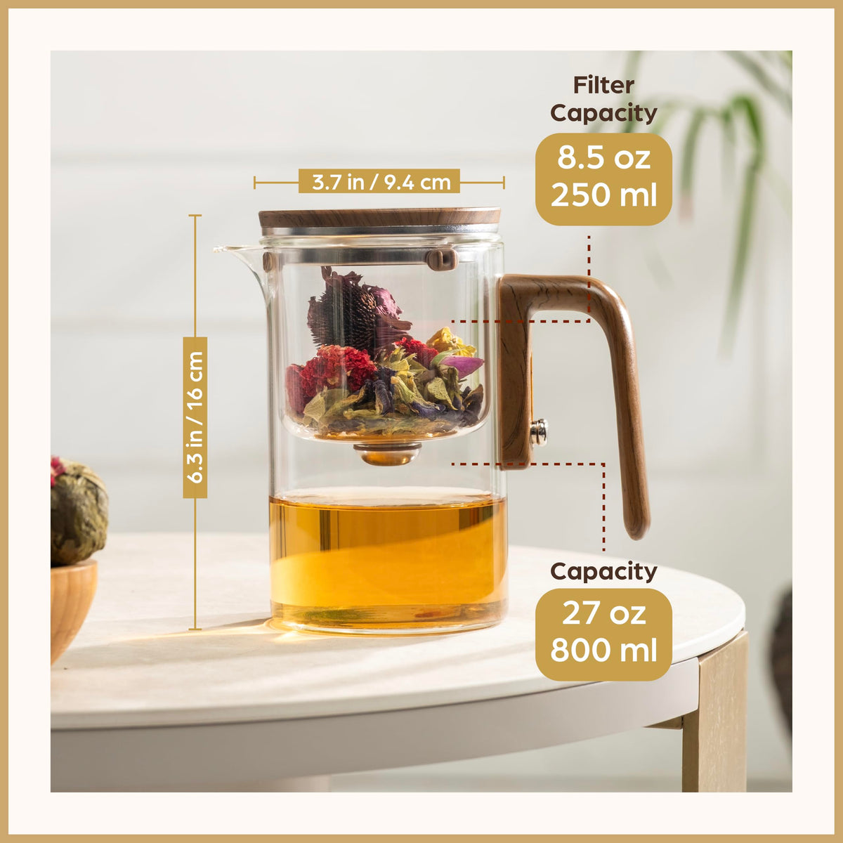 Elegant gift packaging with writable card for tea lovers.