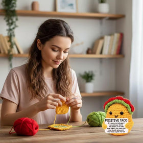 Woltic W positive crocheted taco motif adds warmth to table setting