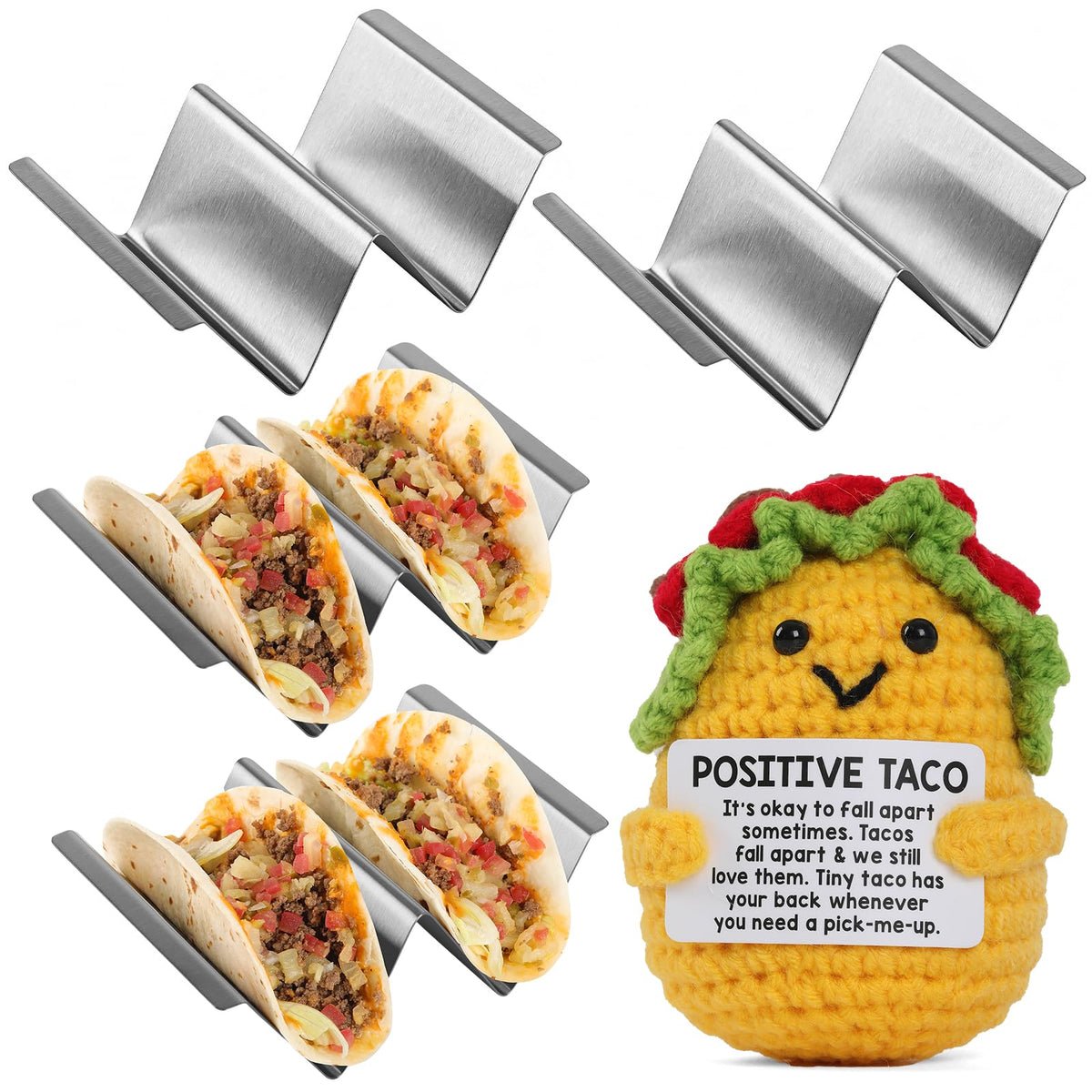 Woltic W stainless steel taco holders rack-style keeps shells upright for easy serving