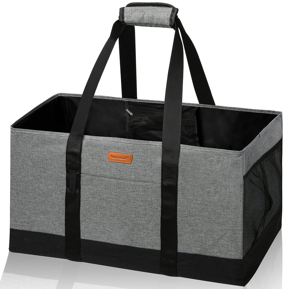 WONDAY extra-large foldable tote bag grey showing roomy capacity for groceries and gear
