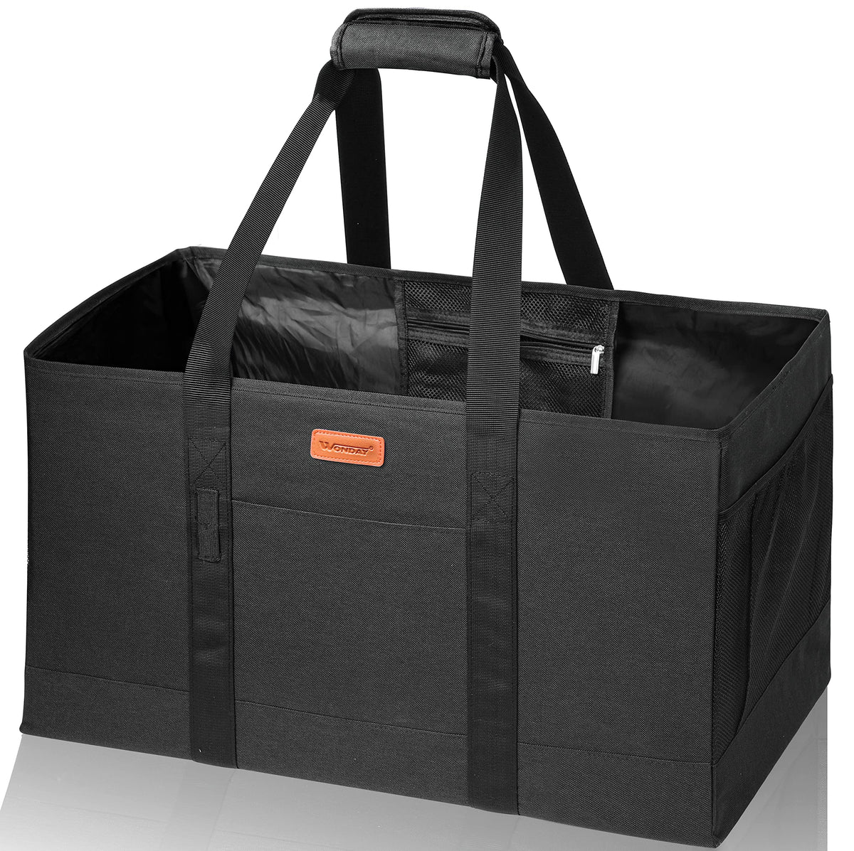 WONDAY large utility tote bag opened, showcasing ample interior space for groceries and gear.