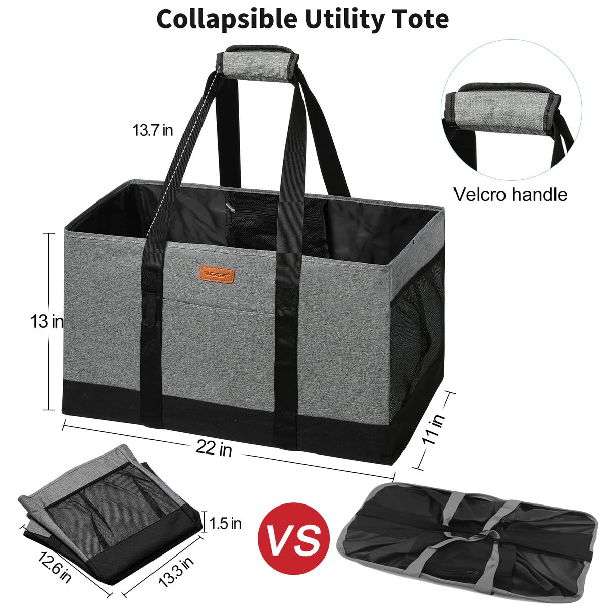 WONDAY tote with side panels for organized and stable contents