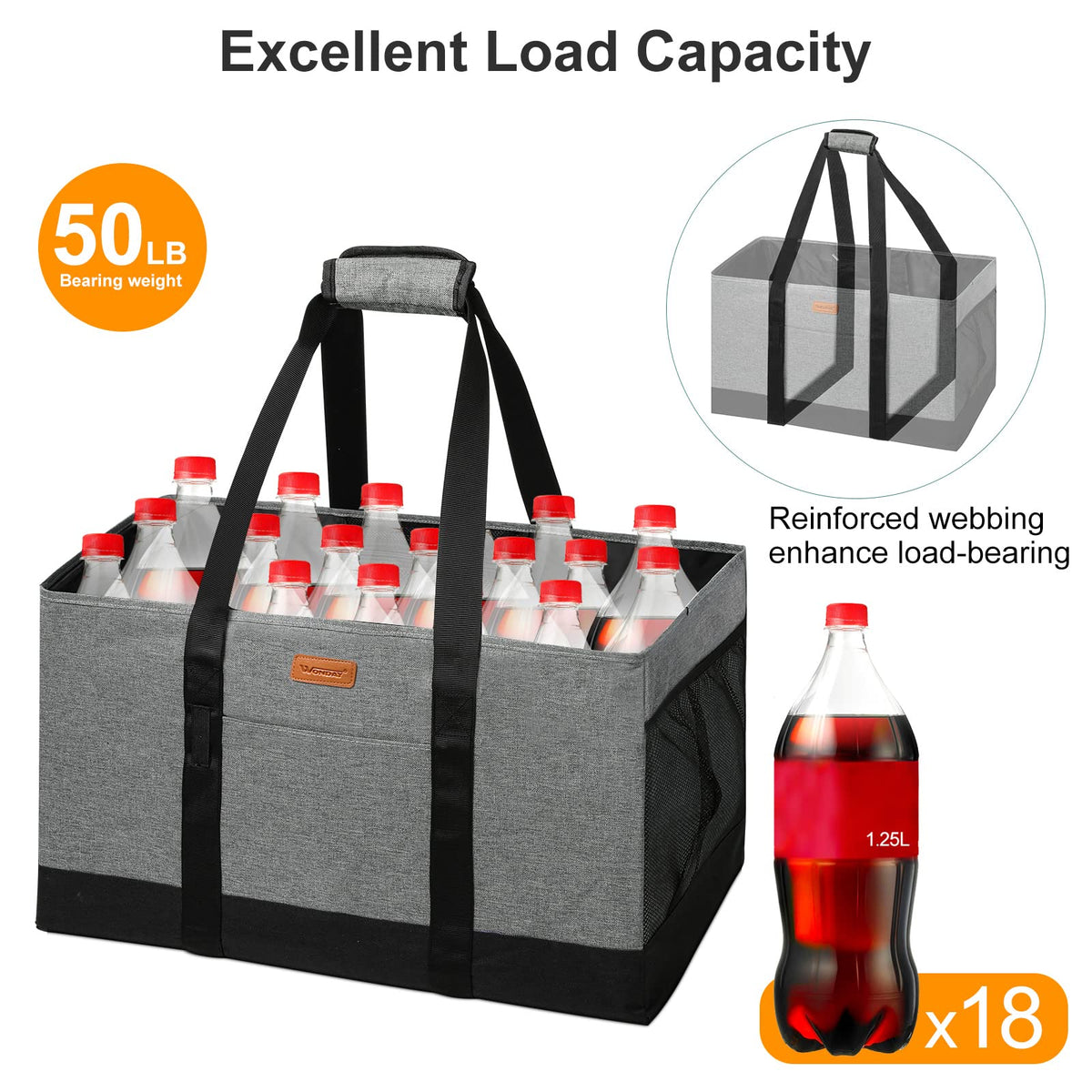 WONDAY tote made of Oxford-600D fabric with water-resistant feel