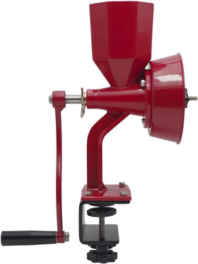 WONDERMILL Junior Deluxe grain mill mounted on table for stable milling.