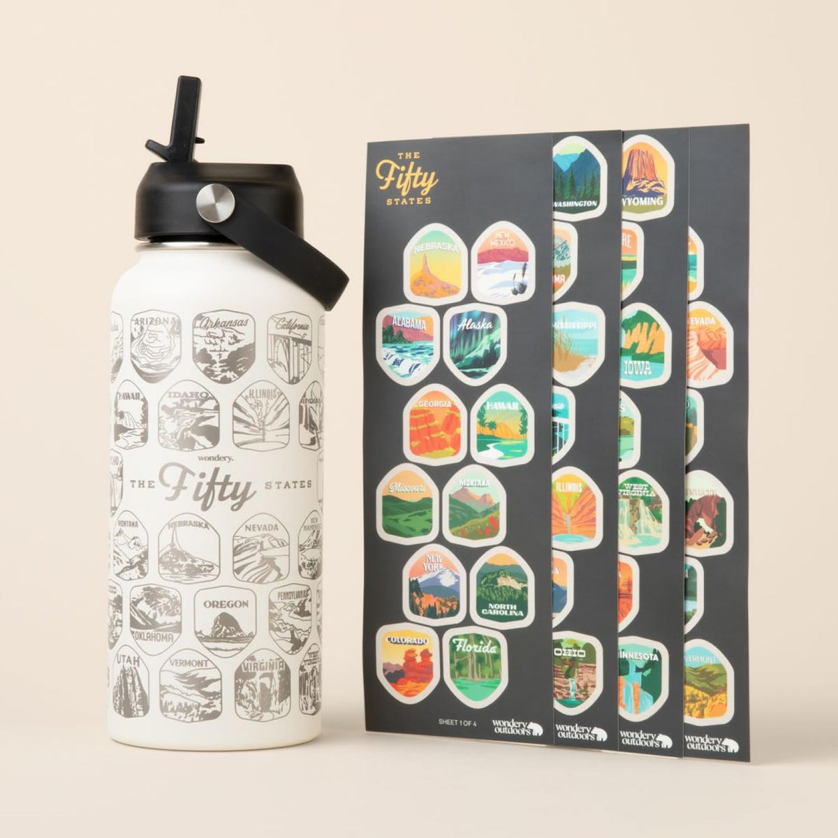 Eco-friendly stickers include all 50 states for durable waterproof art.