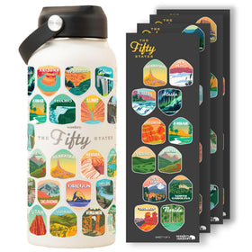 Wondery official fifty states bottle with engraved state artwork, ideal for road trip tracking.