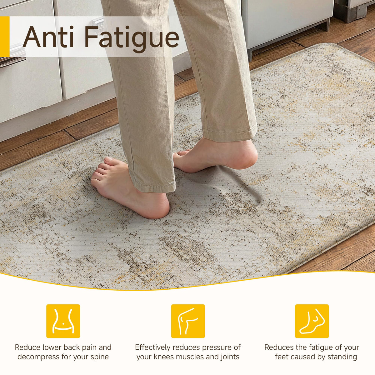 WondRg comfort anti-fatigue kitchen mat delivers cushioned support for long cooking sessions.