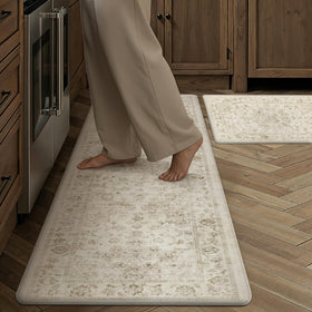 WondRg neutral kitchen mat with anti-fatigue foam for comfortable standing.