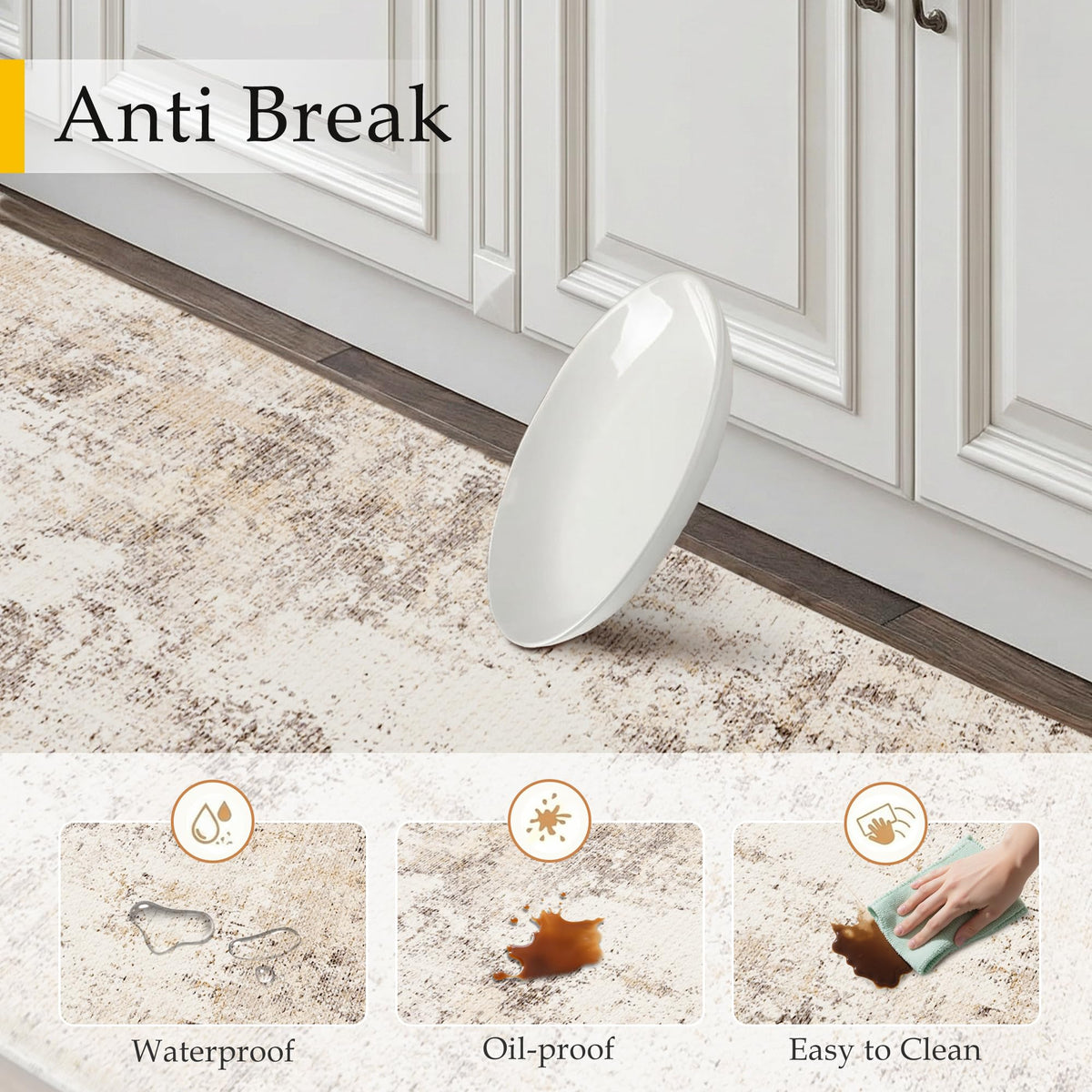 WondRg non-slip textured backing prevents slips on tile, wood, or laminate floors.