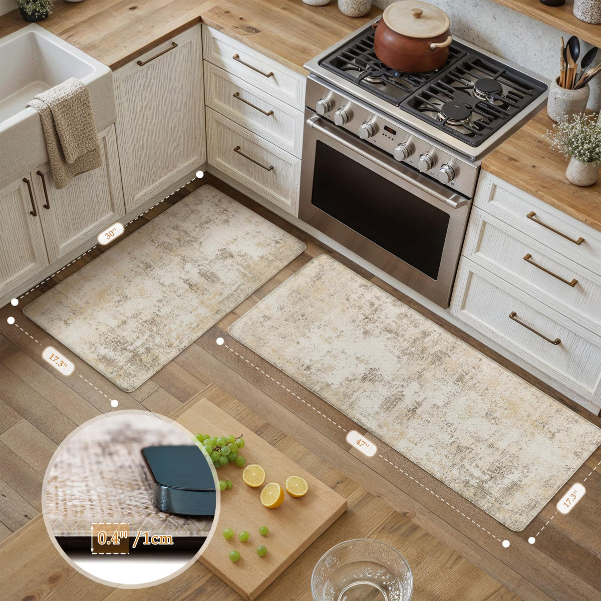 WondRg waterproof and oil-resistant mat keeps spills easy to wipe from busy counters.