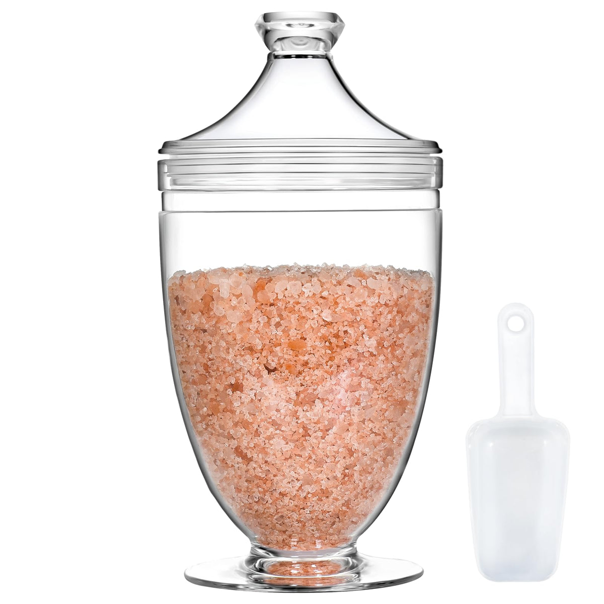 Wongblee large acrylic jar with lid for bathroom storage and easy access.