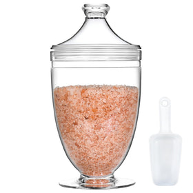 Wongblee large acrylic jar with lid for bathroom storage and easy access.
