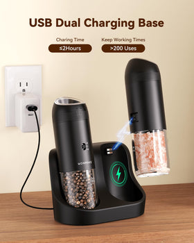 WONMAKE dual charging base powering two grinders for convenience