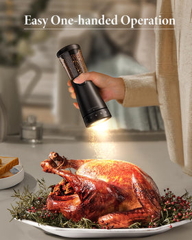 WONMAKE grinder LED light illuminates the grind for precise seasoning.