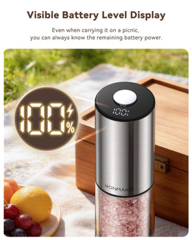 WONMAKE grinder offers five grind levels from fine to coarse for versatile seasoning