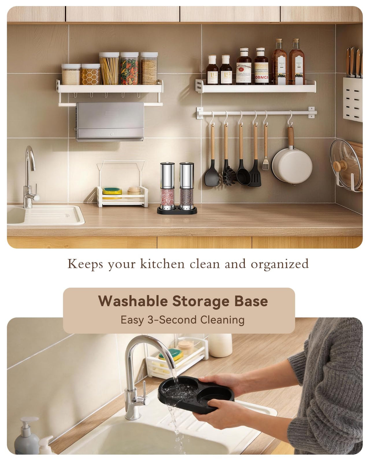 WONMAKE storage base keeps countertops tidy and spices organized