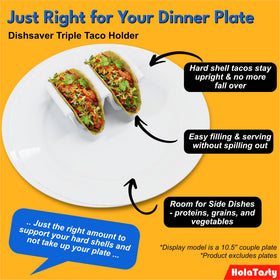 Heat-safe HolaTasty ceramic holder, suitable for reheating tacos