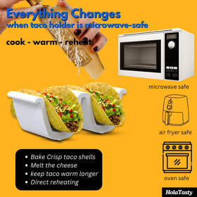 Taco bar setup using HolaTasty 2-pack serving holders