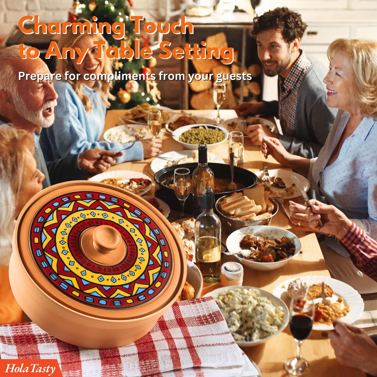 Woobud microwave and oven safe terracotta warmer in use