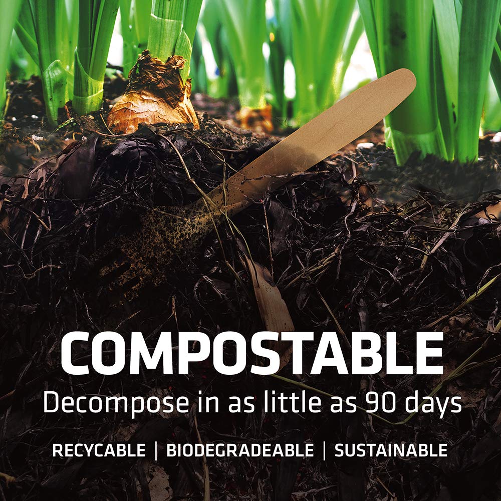 Woodable biodegradable coffee stirrers designed for easy disposal.