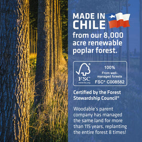 Woodable FSC Chile wood stirrers highlight sustainable sourcing.