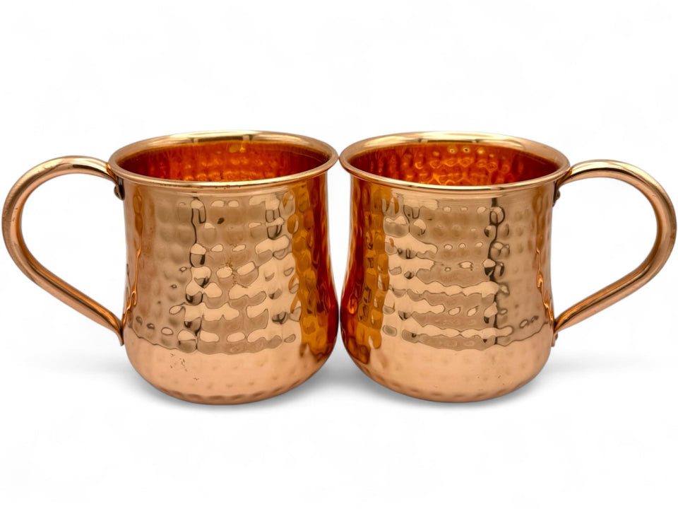 Wooden Baker copper mug hammered 16oz set, ideal for elegant entertaining