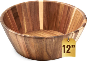 Woodenhouse 12-inch salad bowl with wood grain for elegant serving.