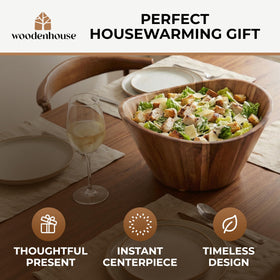 Woodenhouse acacia bowl easy-cleaning design eases post-meal maintenance.