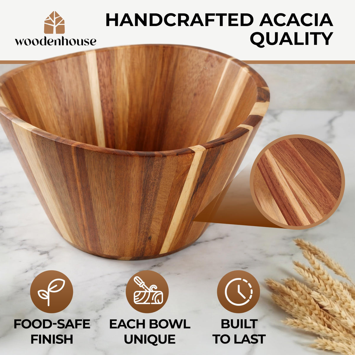 Woodenhouse acacia bowl table-decor adds warmth to everyday meals.