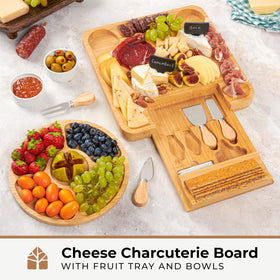 Woodenhouse bamboo cheese board closeup showing smooth finish.