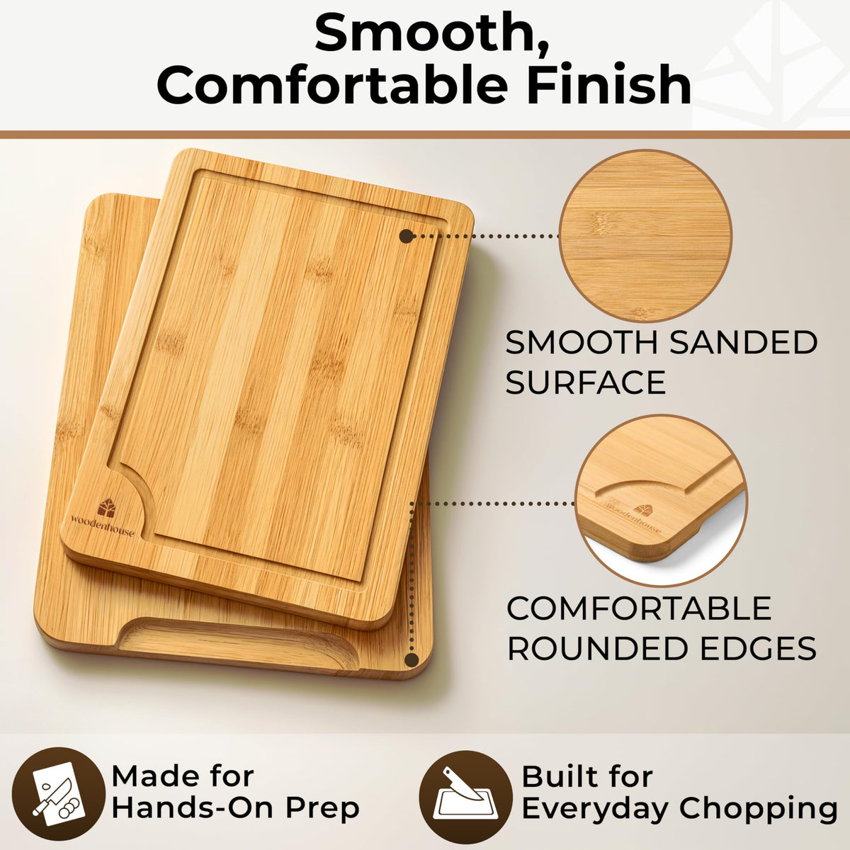 Woodenhouse deep juice grooves catch liquids for mess-free prep