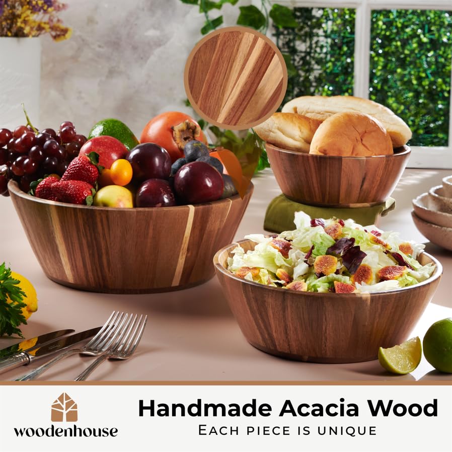 Woodenhouse 10-inch medium bowl with warm tones, perfect for sides.