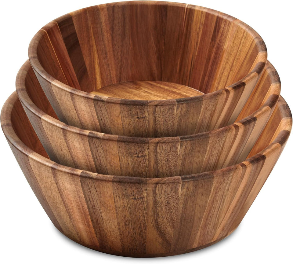 Woodenhouse 12-inch large bowl shows natural grain, ideal for salads.