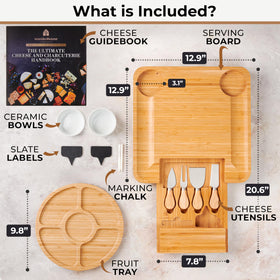 Woodenhouse charcuterie utensils set beside board for serving.