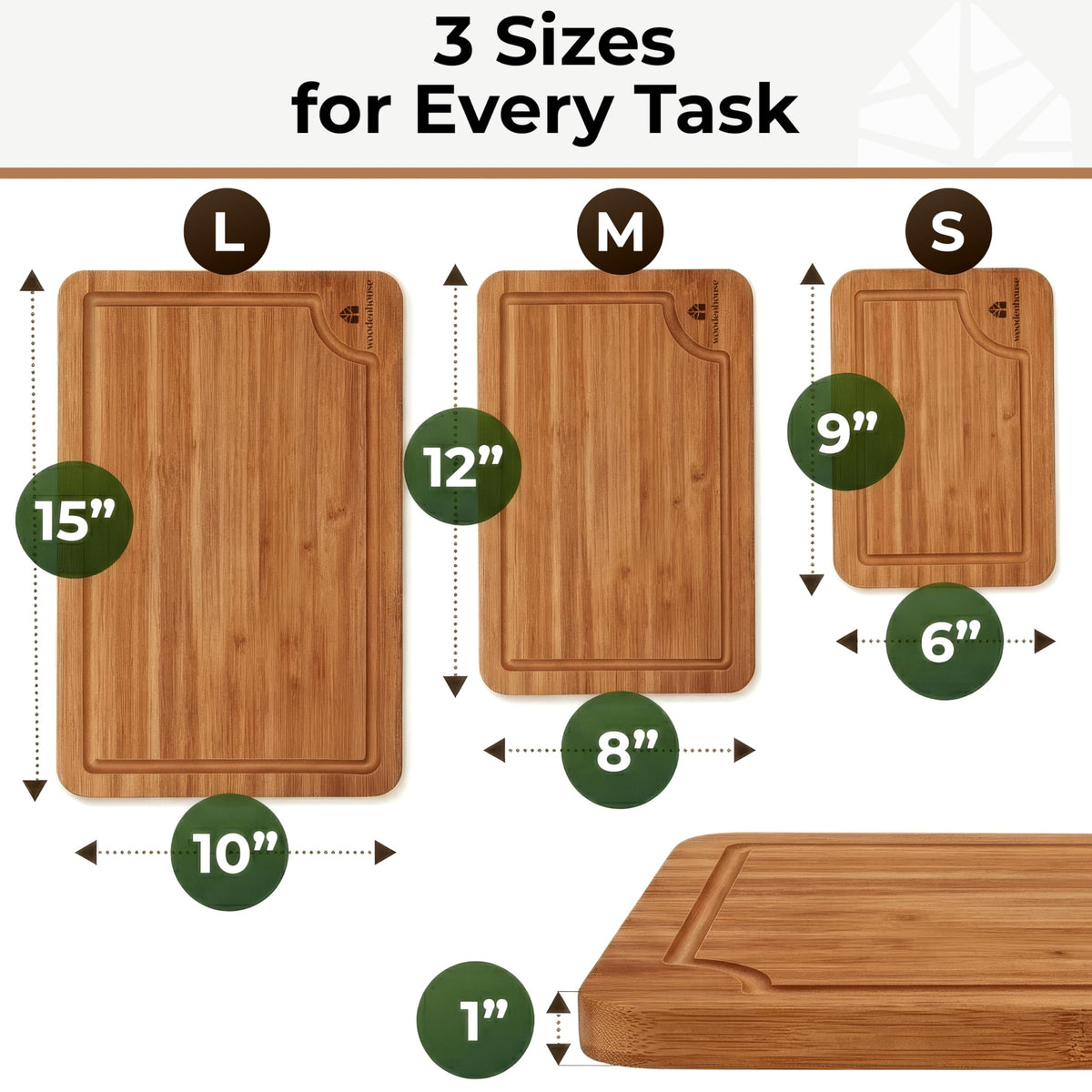 Woodenhouse large 15x10 cutting board ready for bread and meat prep