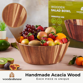 Woodenhouse large serving bowl suitable for salads and fruit.