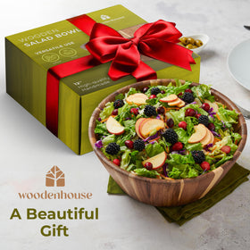Woodenhouse natural wood bowl, 12-inch diameter for versatile serving.