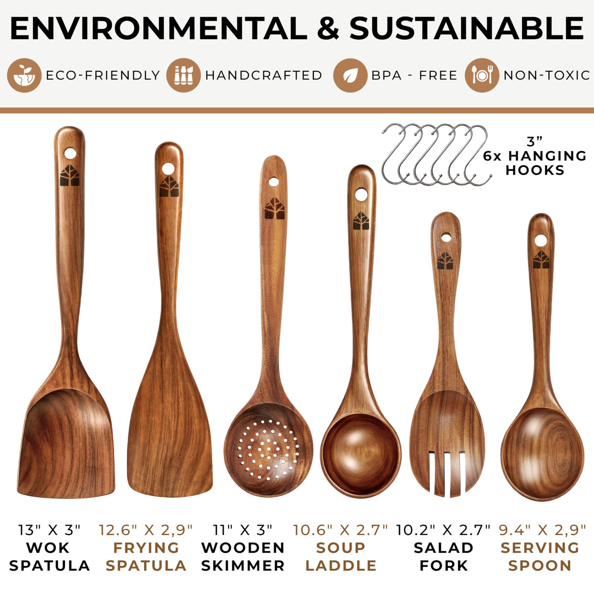 Woodenhouse nonstick-safe utensils protect pans during stirring.