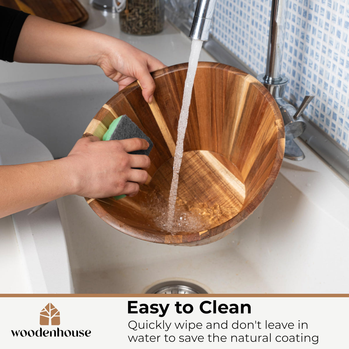 Woodenhouse easy-clean wooden bowl designed for quick hand washing