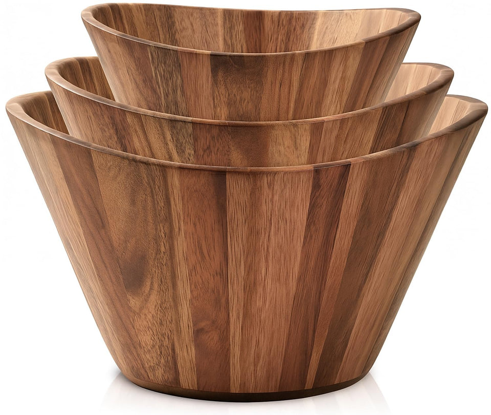 Woodenhouse large 12-inch salad bowl with durable handmade finish for generous servings