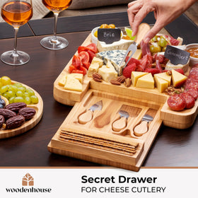 Woodenhouse sauce bowls arrangement for dips and garnishes.