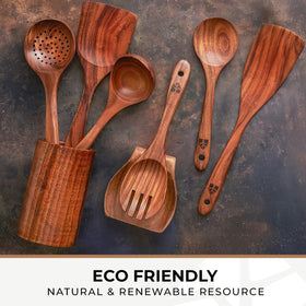 Woodenhouse spoon rest on counter, helps keep surfaces clean between uses.