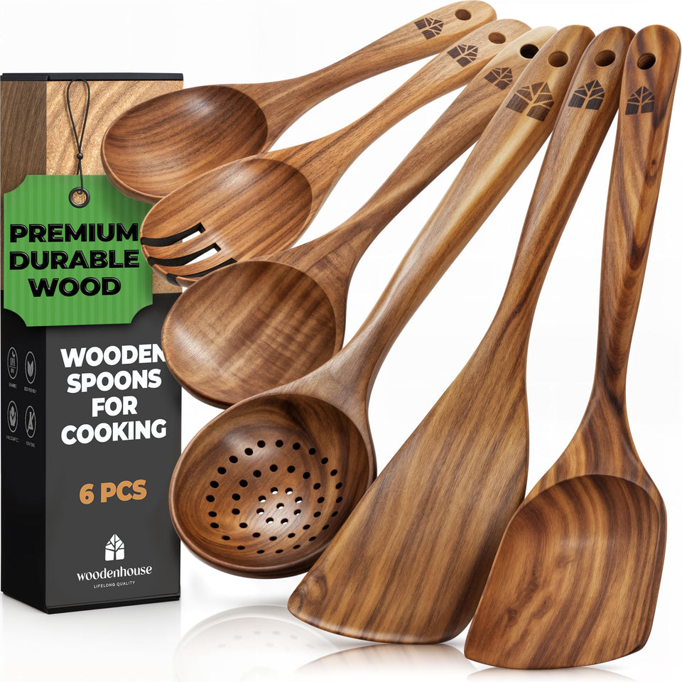 Woodenhouse teak flat spatula for gentle flipping on nonstick cookware