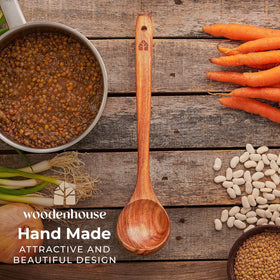 Woodenhouse teak ladle handcrafted with attention to sustainable sourcing.