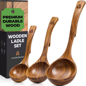Woodenhouse teak ladle large 10.7 inch serving soup with smooth finish and grip