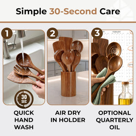 Woodenhouse teak ladle ready for soup, heat resistant for stirring hot liquids.