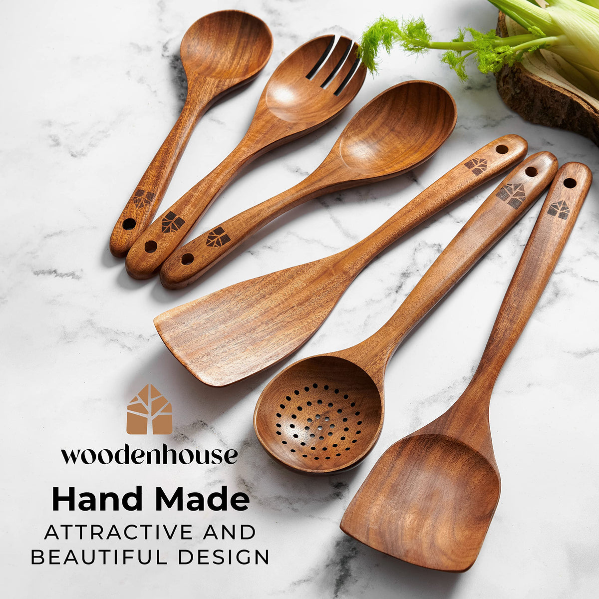 Woodenhouse teak skimmer slotted spoon for draining liquids