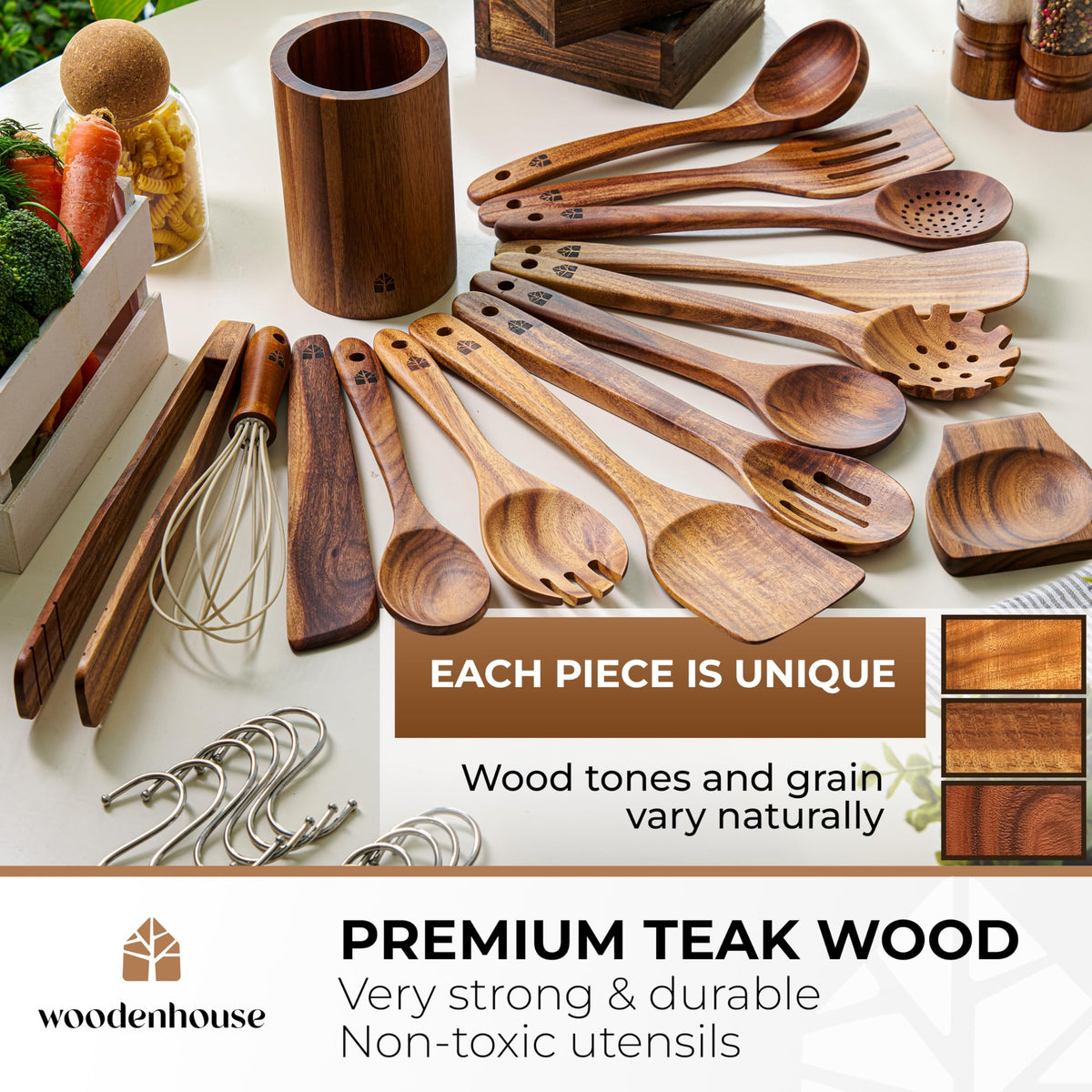 Woodenhouse teak soup ladle ideal for soups and stews.
