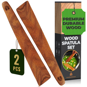 Woodenhouse teak spatula 12in turner ideal for flipping eggs on nonstick pans.